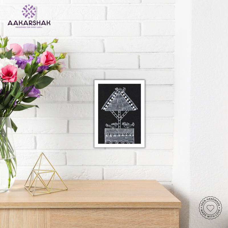 Traditional Warli painting displayed in modern interior – Indian folk wall art