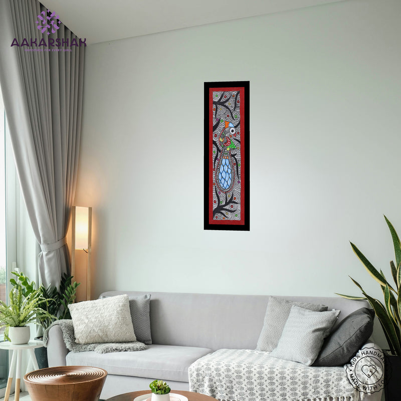 vibrant handmade peacock painting-depicting indian folk traditions