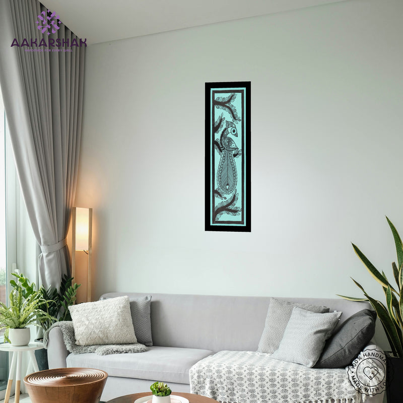 vibrant handmade peacock painting-depicting indian folk traditions
