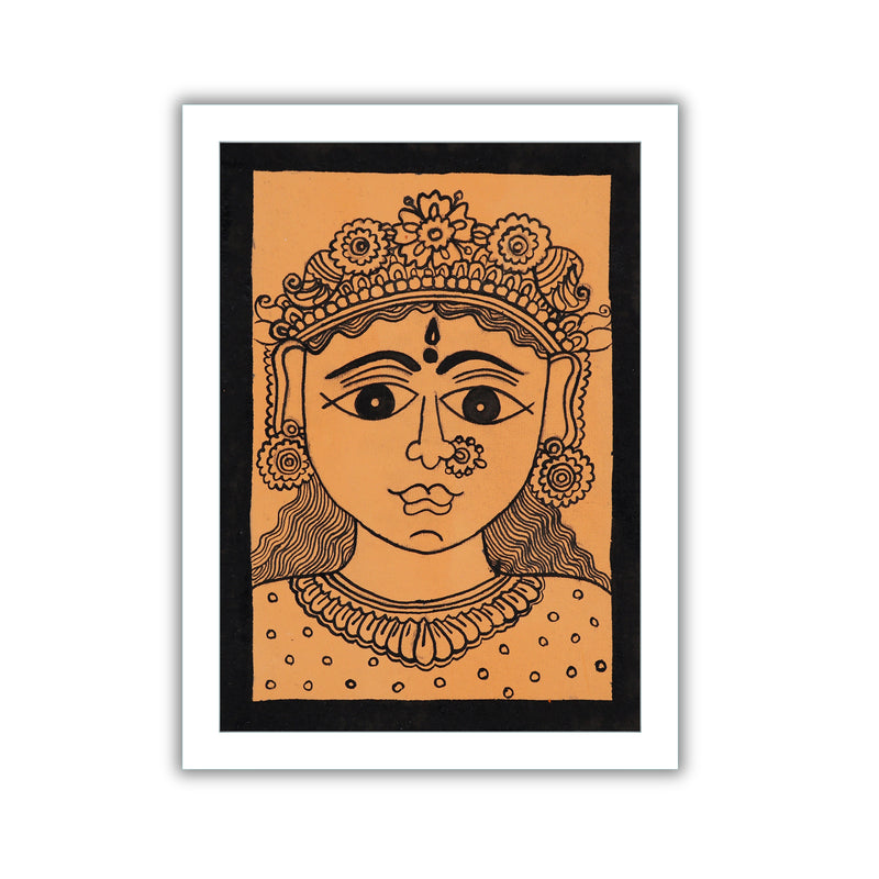 Handmade Kalamkari Durga Painting – Framed 6x8 Inch Wall Art