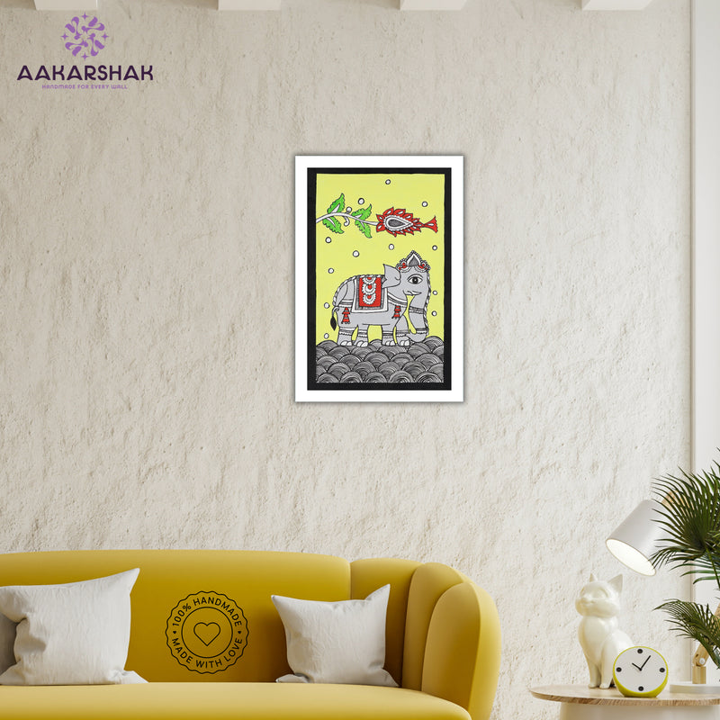 vibrant handmade elephant painting-depicting indian folk traditions