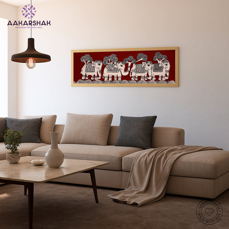 vibrant handmade elephant painting-depicting indian folk traditions