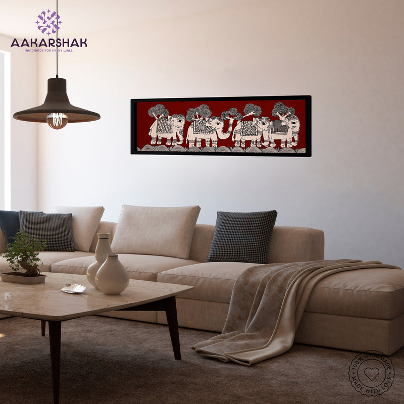 vibrant handmade elephant painting-depicting indian folk traditions