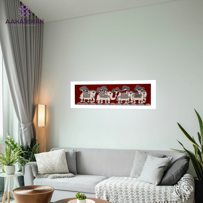 vibrant handmade elephant painting-depicting indian folk traditions