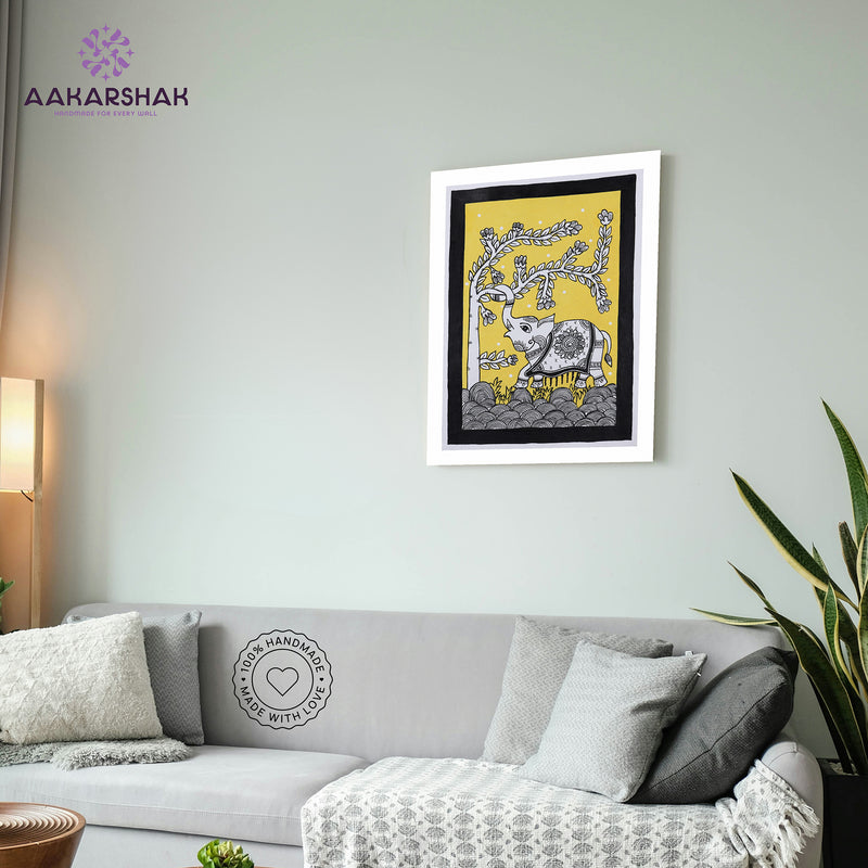 vibrant handmade elephant painting-depicting indian folk traditions