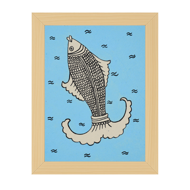 handmade kalamkari painting fish-in vibrant traditional folk art style