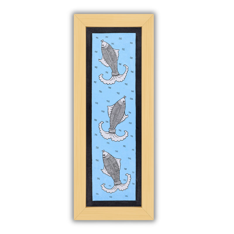 Framed artwork of a colorful fish-with handmade kalamkari painting