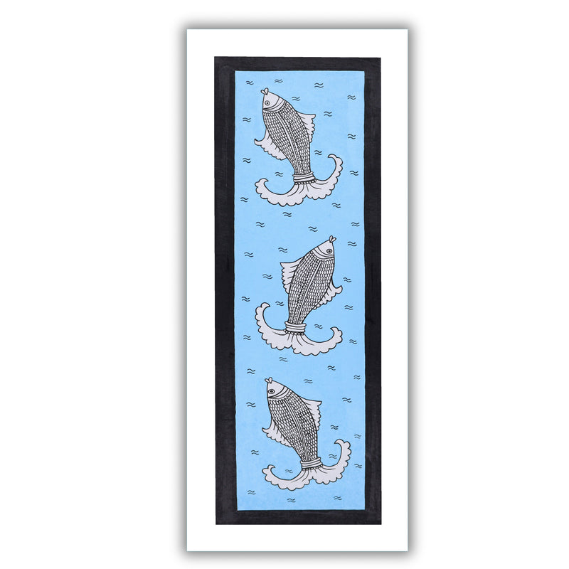 Framed artwork of a colorful fish-with handmade kalamkari painting