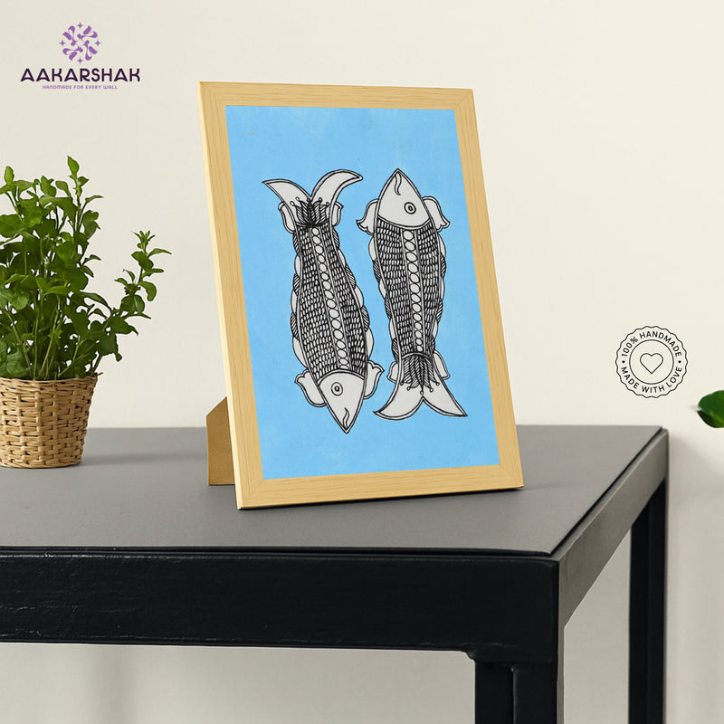 vibrant handmade fish painting-depicting indian folk traditions