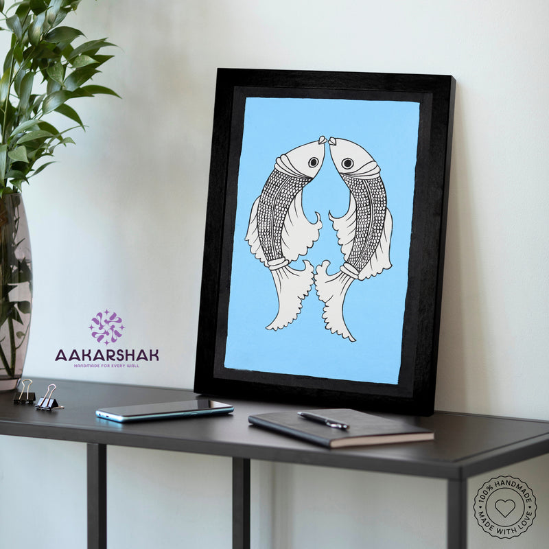 vibrant handmade fish painting-depicting indian folk traditions