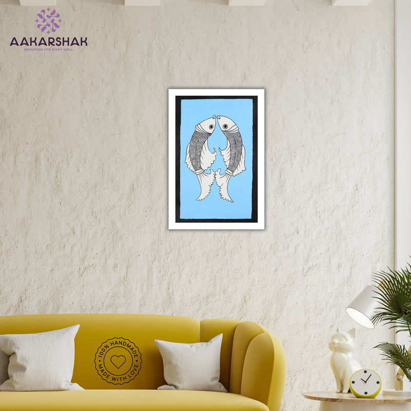 vibrant handmade fish painting-depicting indian folk traditions