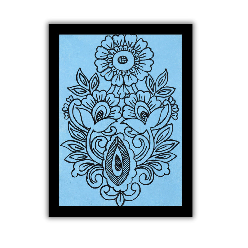 handmade kalamkari painting flower-in vibrant traditional folk art style