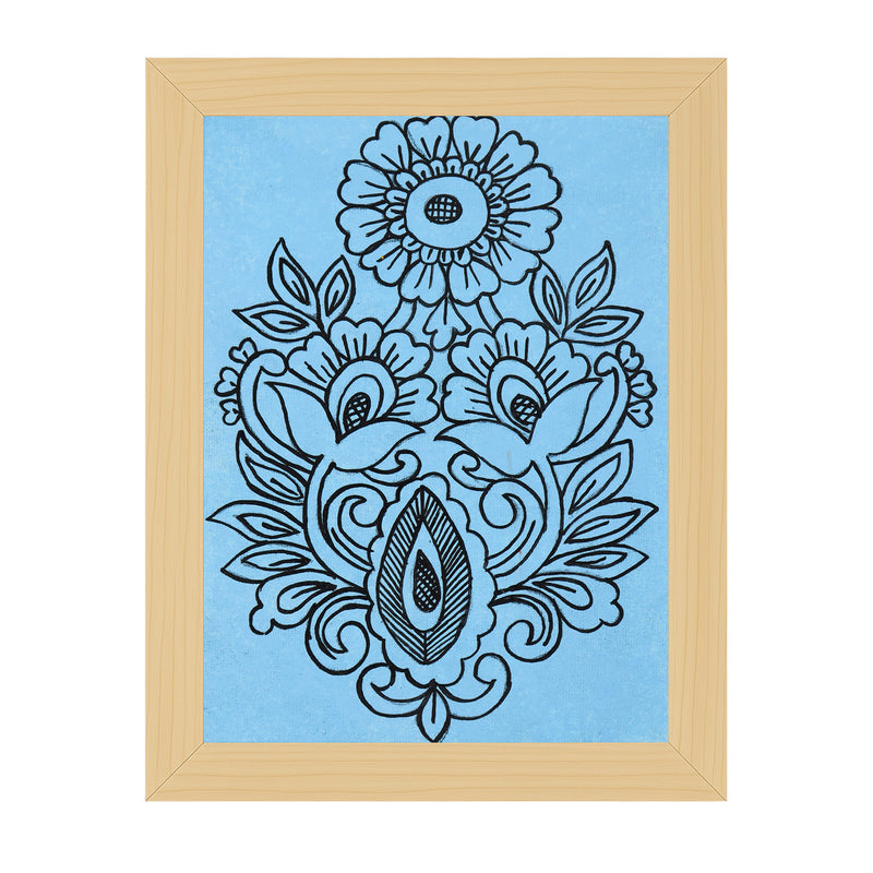 handmade kalamkari painting flower-in vibrant traditional folk art style