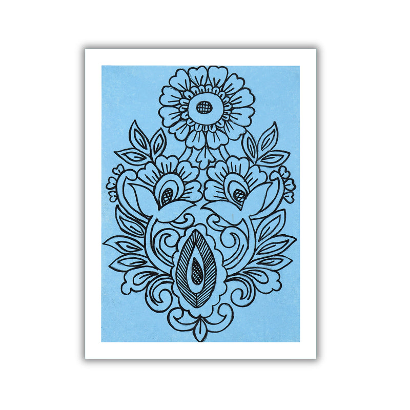 handmade kalamkari painting flower-in vibrant traditional folk art style