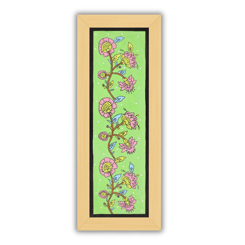 Framed artwork of a colorful flower-with handmade kalamkari painting