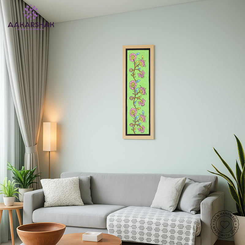 vibrant handmade flower painting-depicting indian folk traditions