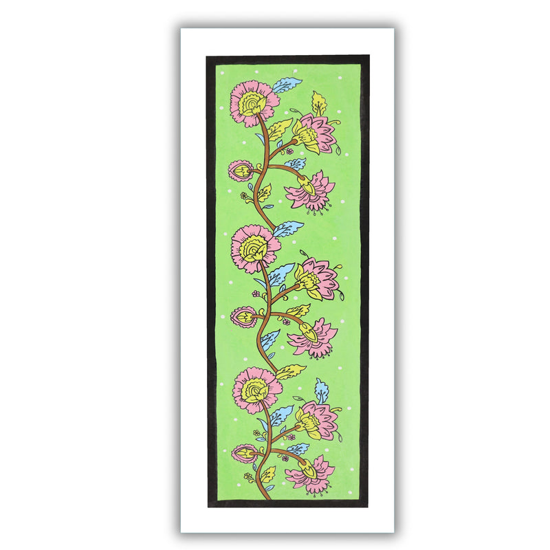 Framed artwork of a colorful flower-with handmade kalamkari painting