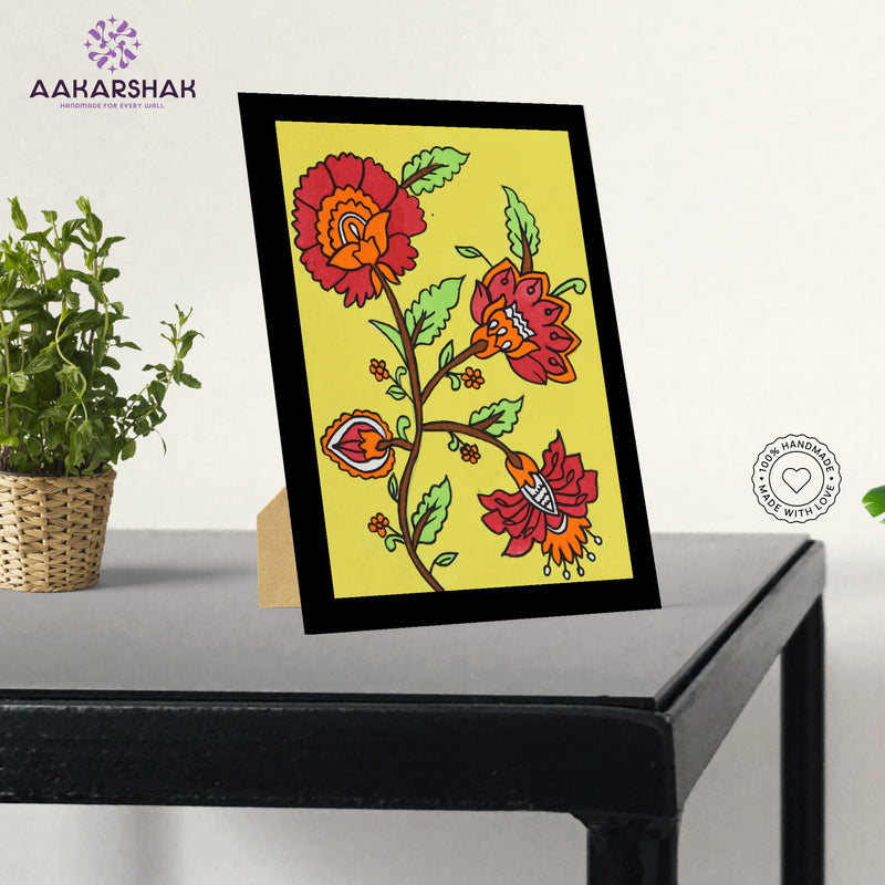 vibrant handmade flower painting-depicting indian folk traditions
