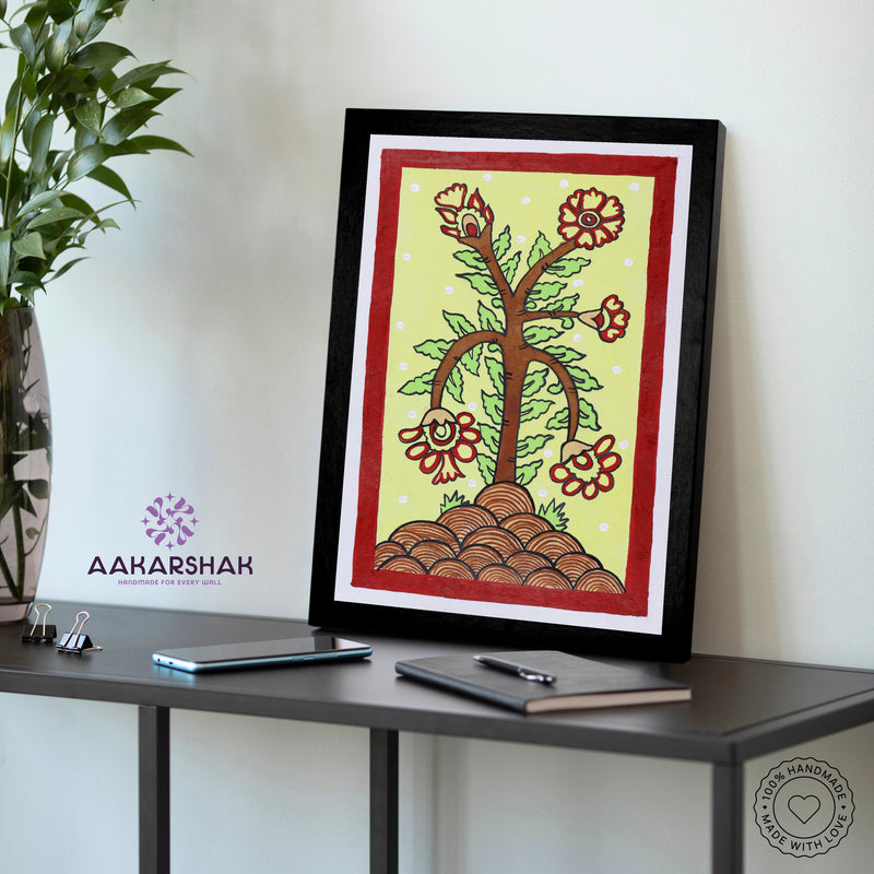 vibrant handmade peacock painting-depicting indian folk traditions