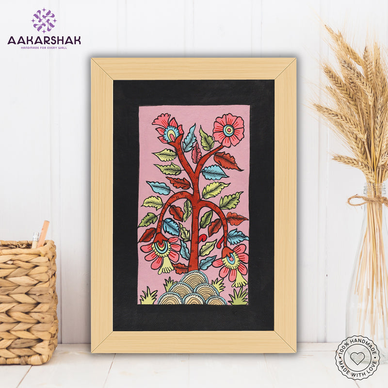 handmade kalamkari peacock painting-with tabletop stand for home decor