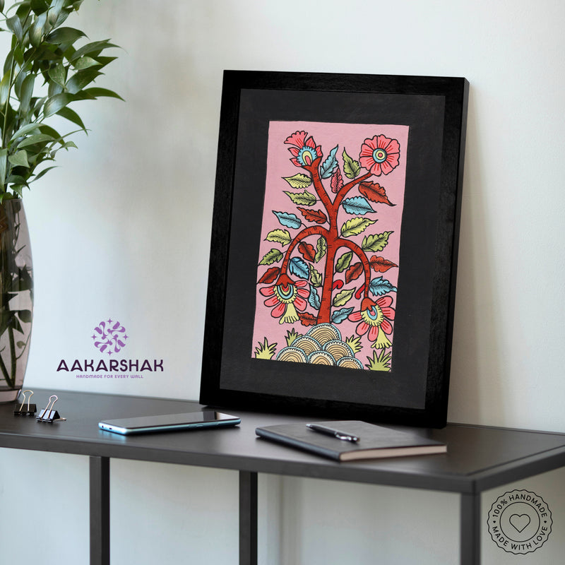 vibrant handmade peacock painting-depicting indian folk traditions