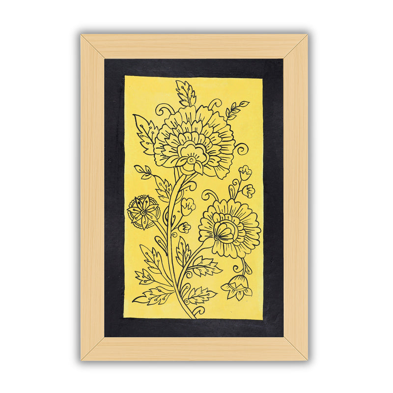 handmade kalamkari painting flower-in vibrant traditional folk art style