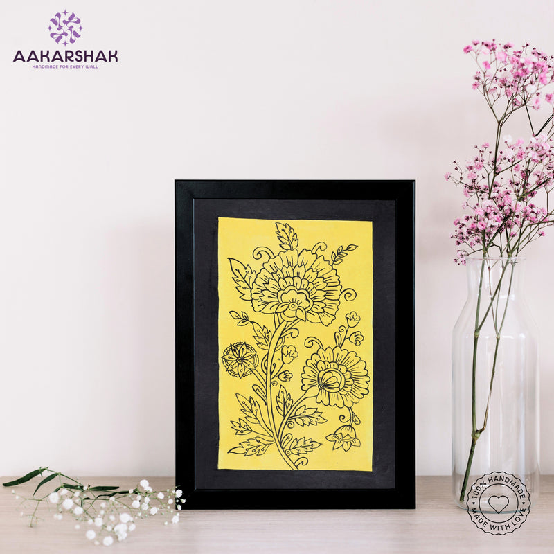 handmade kalamkari peacock painting-with tabletop stand for home decor