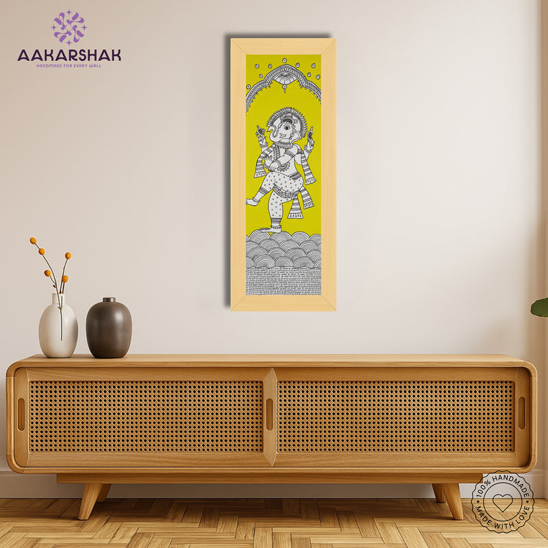Framed artwork with ganesh ji design -handmade kalamkari painting for home decor