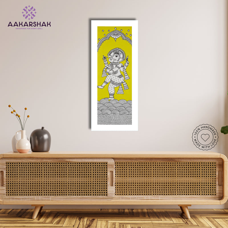 Framed artwork with ganesh ji design -handmade kalamkari painting for home decor