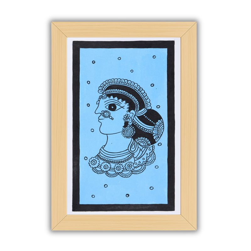 handmade kalamkari painting lady-in vibrant traditional folk art style