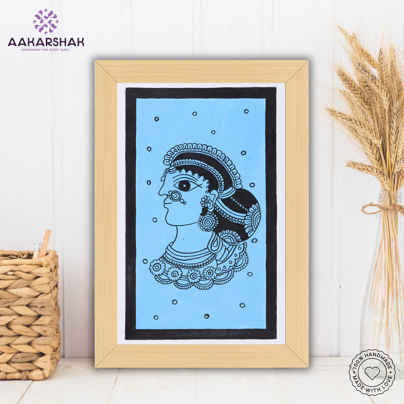 handmade kalamkari lady painting-with tabletop stand for home decor
