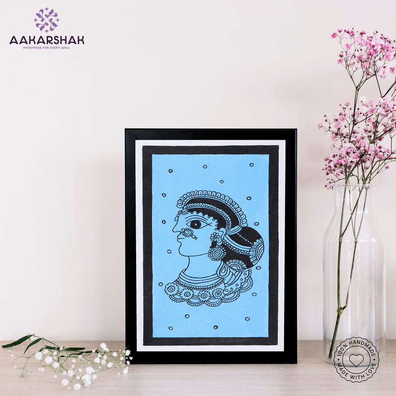 handmade kalamkari lady painting-with tabletop stand for home decor