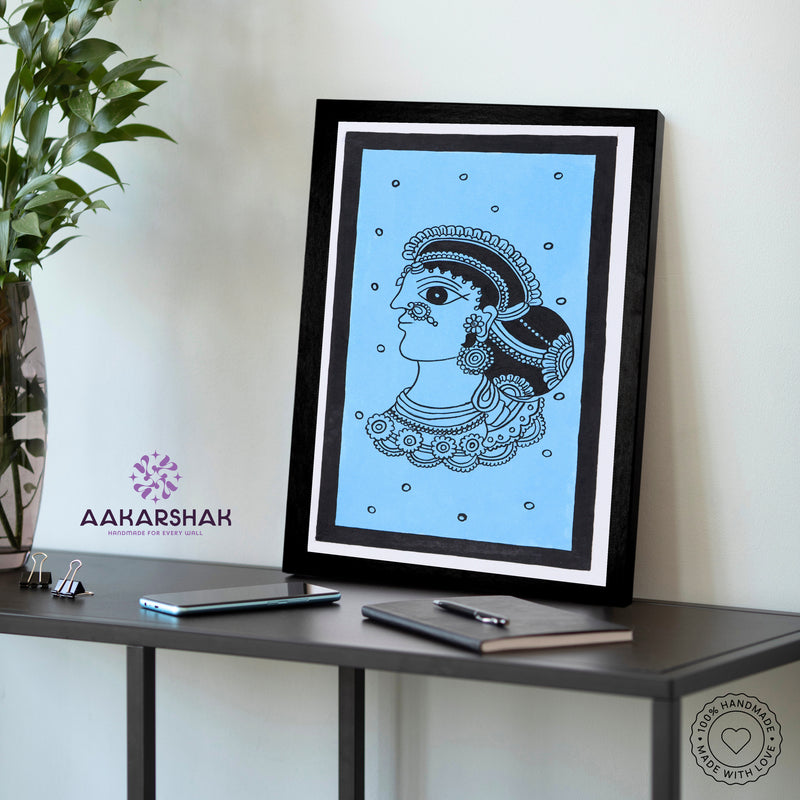 vibrant handmade lady painting-depicting indian folk traditions