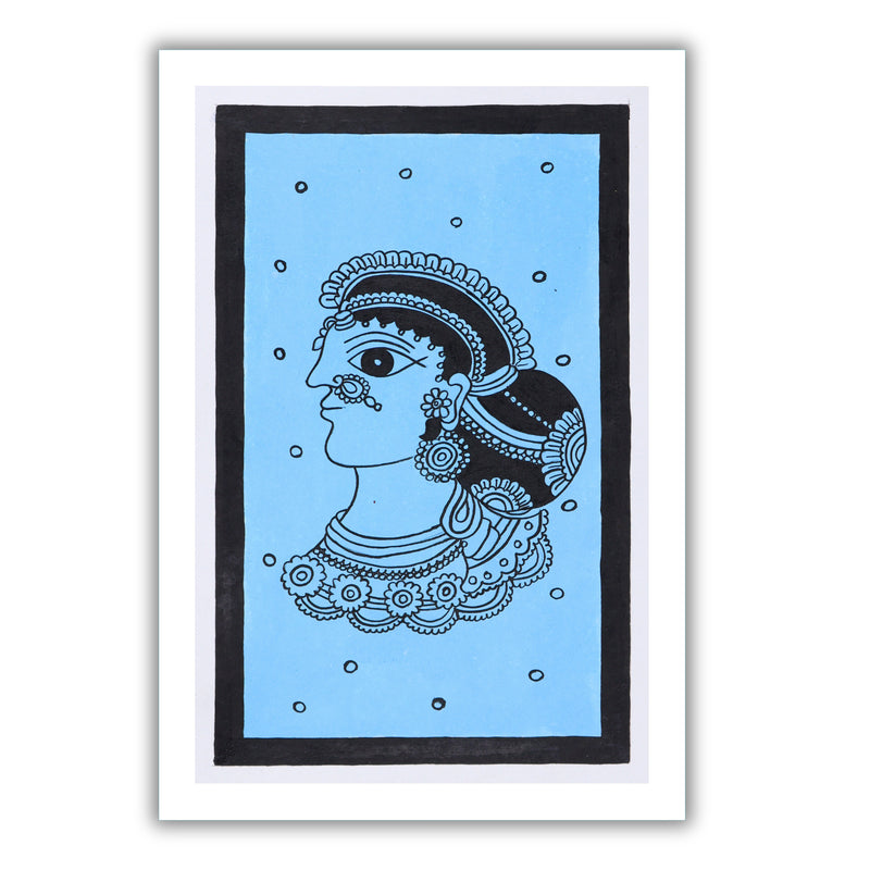 handmade kalamkari painting lady-in vibrant traditional folk art style