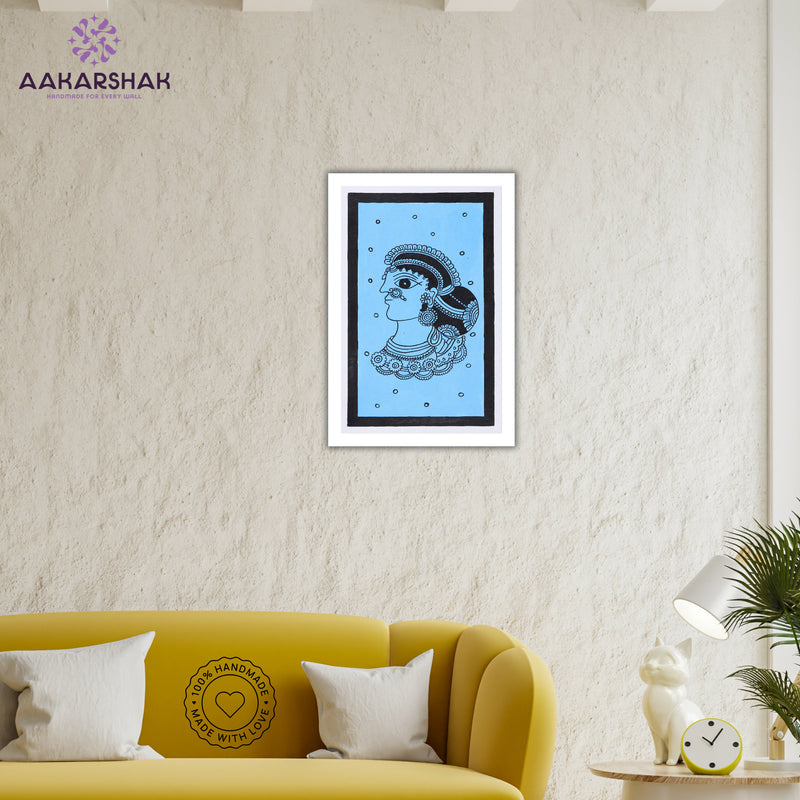 vibrant handmade lady painting-depicting indian folk traditions