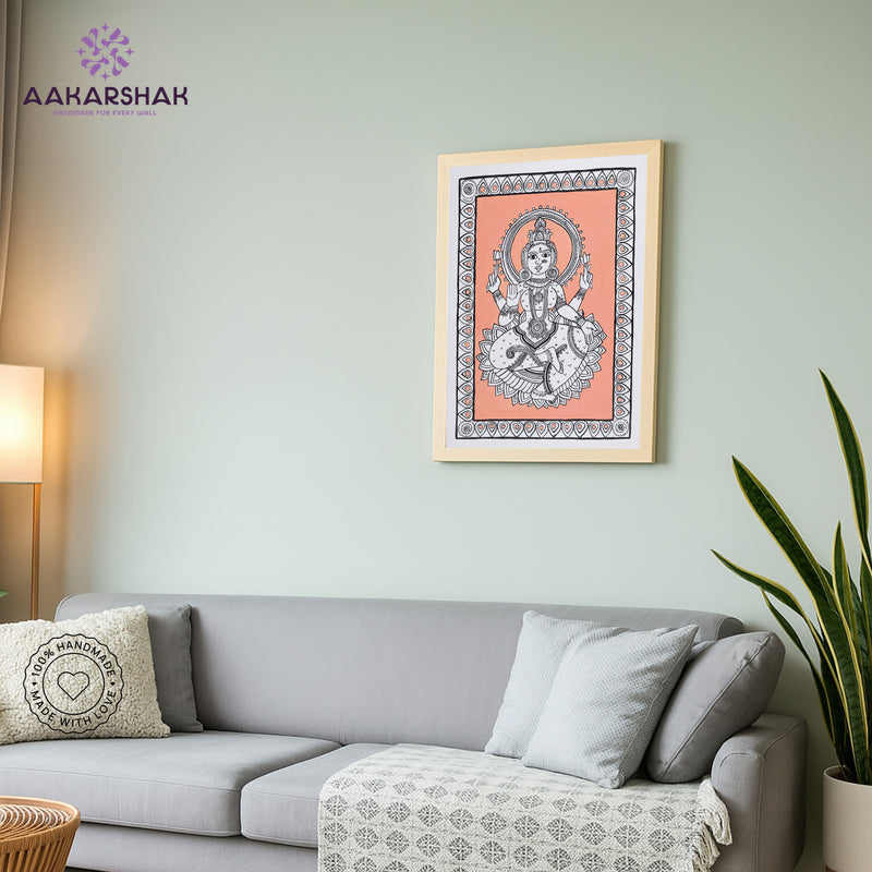 vibrant handmade laxmi painting-depicting indian folk traditions