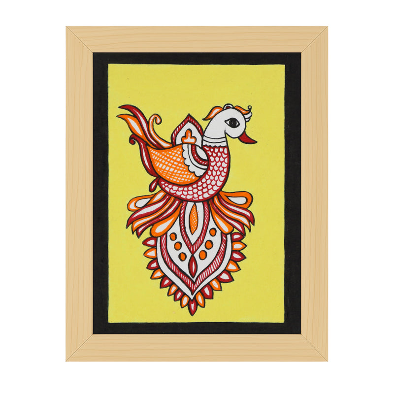 handmade kalamkari painting peacock-in vibrant traditional folk art style