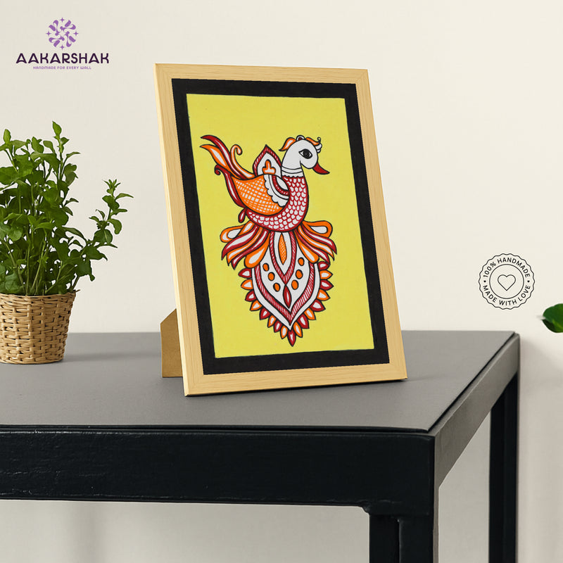 vibrant handmade peacock painting-depicting indian folk traditions