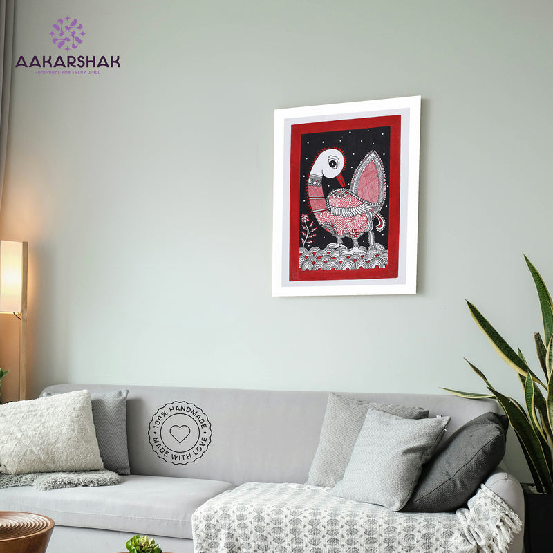 vibrant handmade peacock painting-depicting indian folk traditions