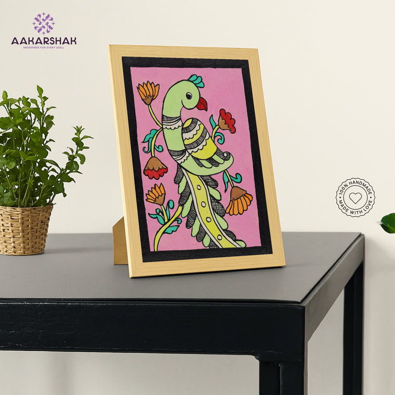 vibrant handmade peacock painting-depicting indian folk traditions