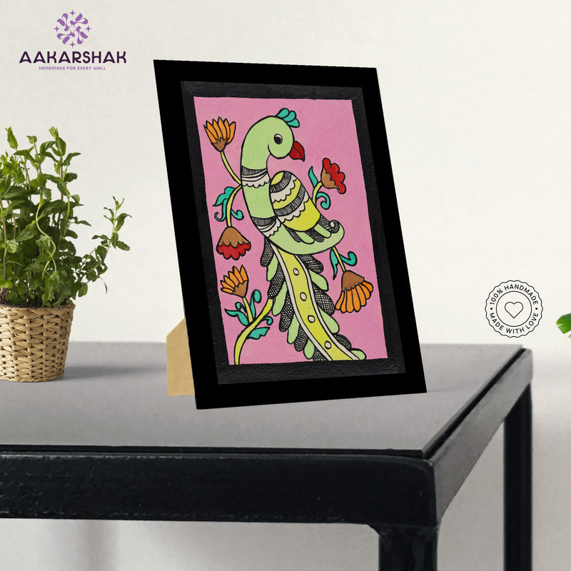 vibrant handmade peacock painting-depicting indian folk traditions