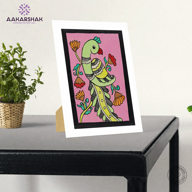 vibrant handmade peacock painting-depicting indian folk traditions
