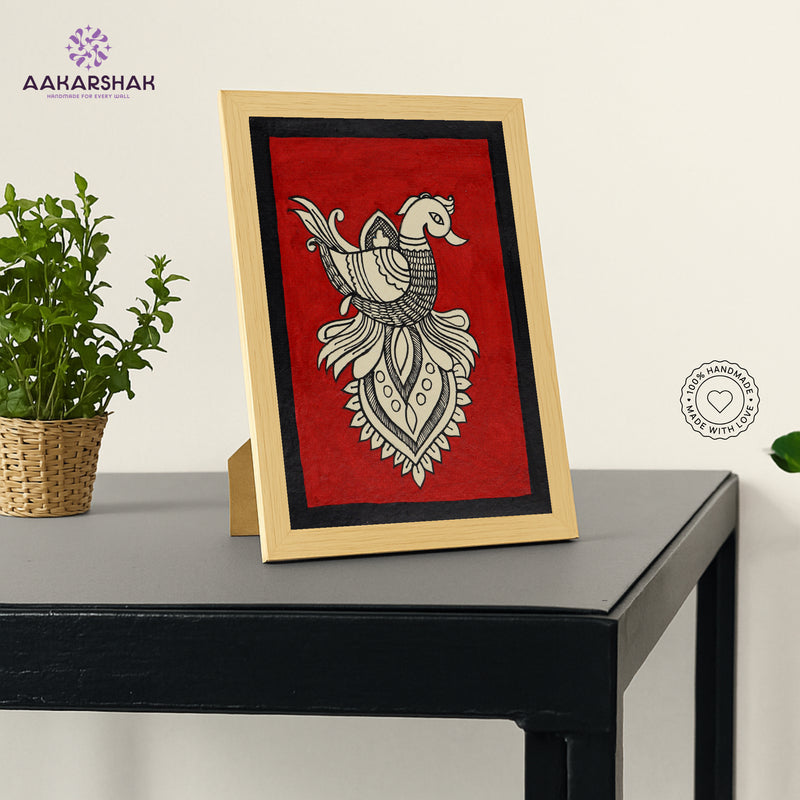 vibrant handmade peacock painting-depicting indian folk traditions