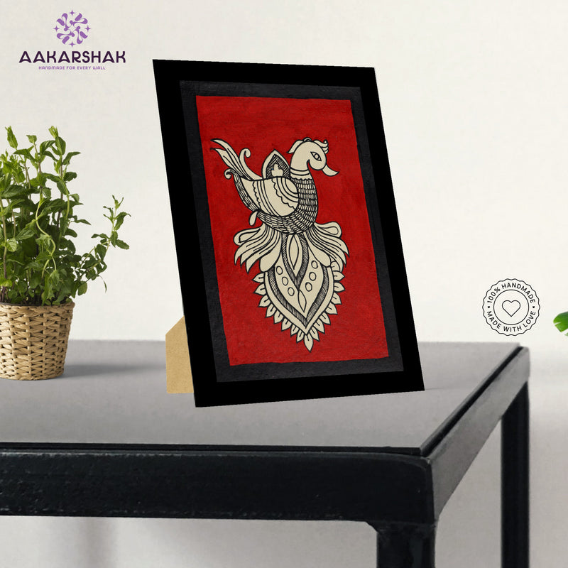 vibrant handmade peacock painting-depicting indian folk traditions