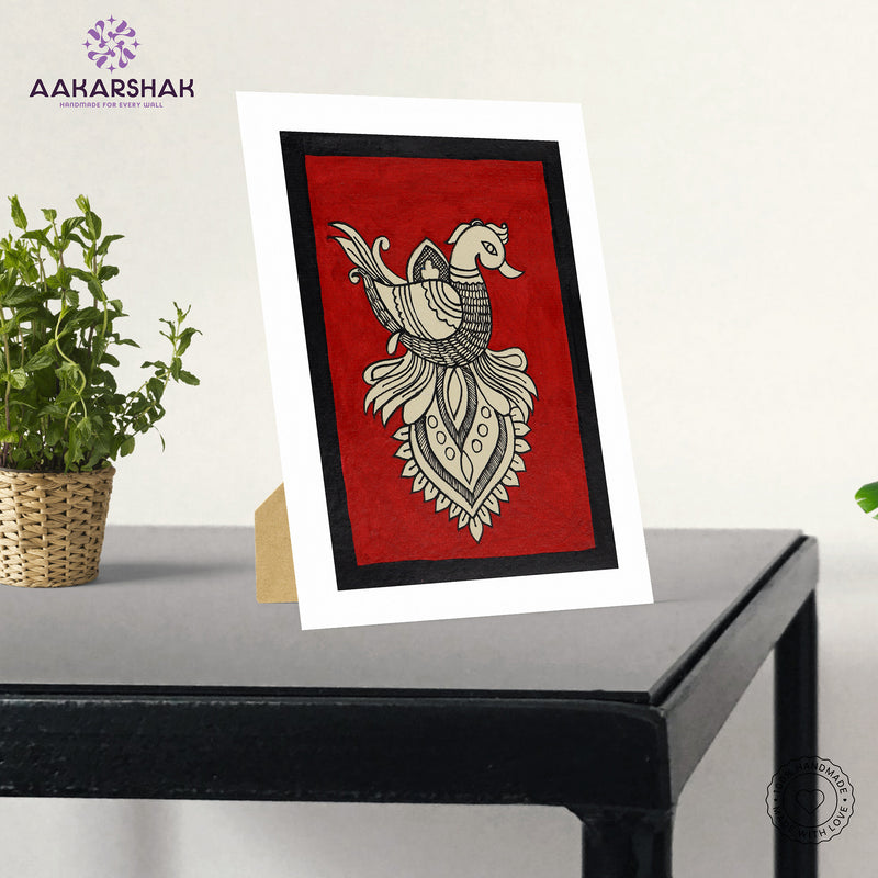 vibrant handmade peacock painting-depicting indian folk traditions