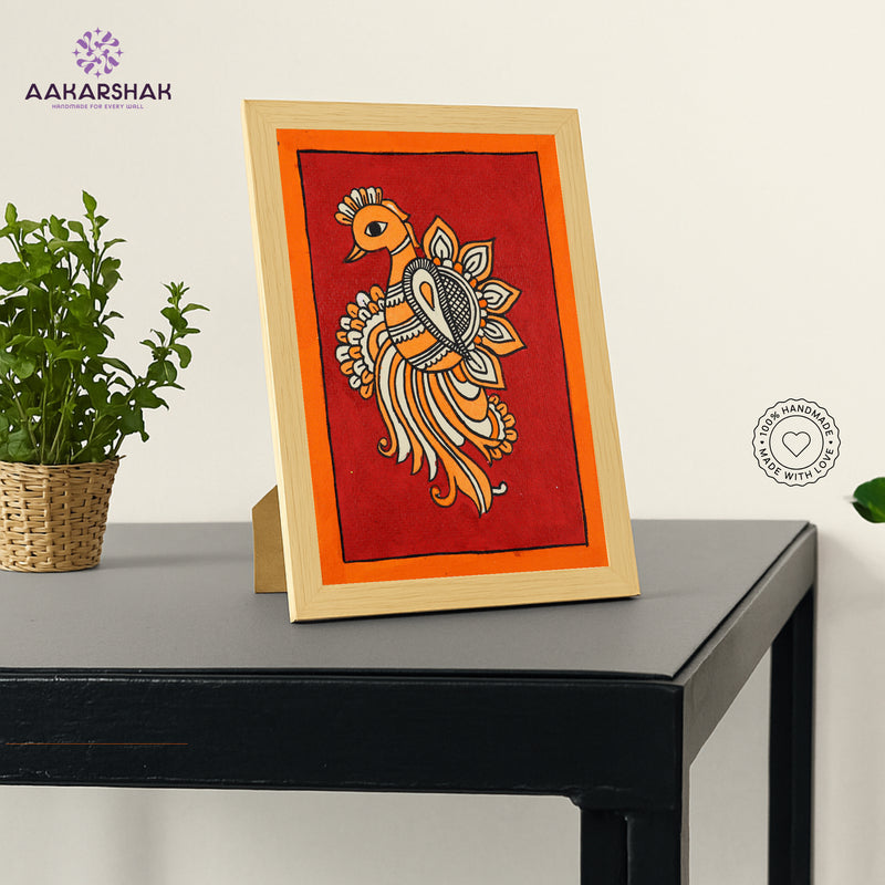 vibrant handmade peacock painting-depicting indian folk traditions