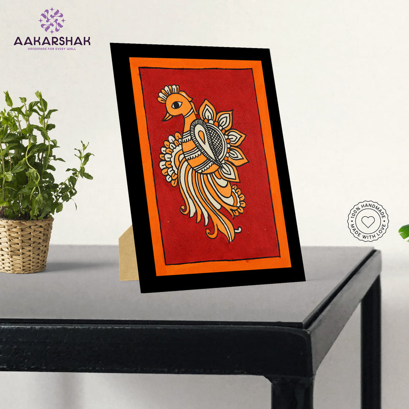 vibrant handmade peacock painting-depicting indian folk traditions