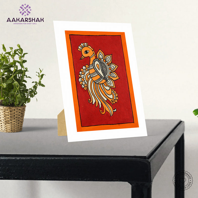 vibrant handmade peacock painting-depicting indian folk traditions