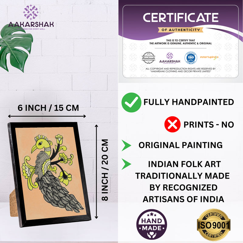 handmade iso certified-peacock kalamkari painting