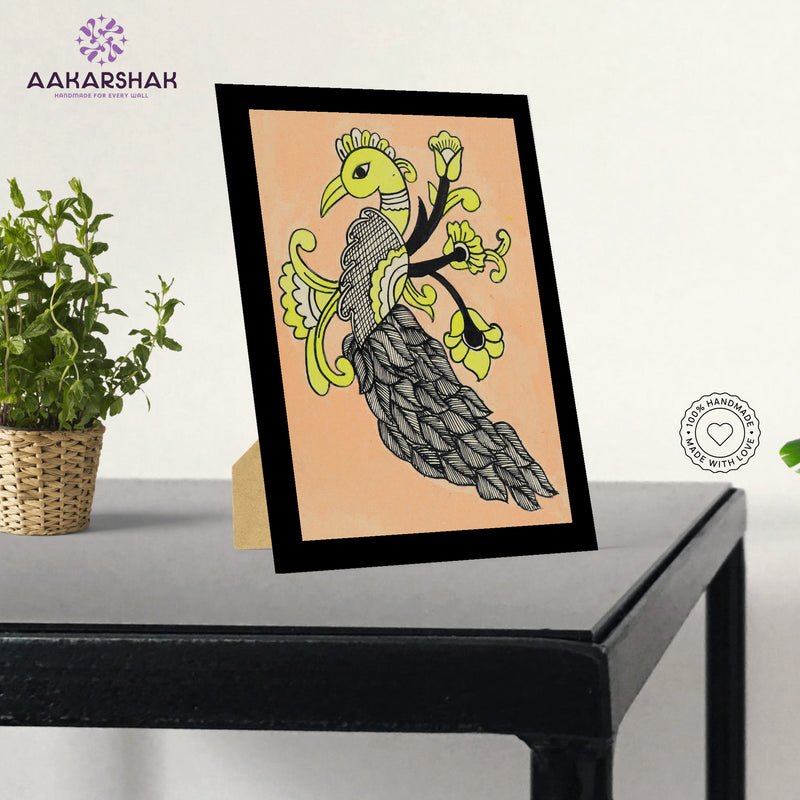 vibrant handmade peacock painting-depicting indian folk traditions